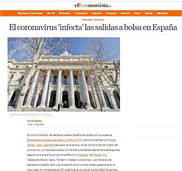 El coronavirus 'infecta' las salidas a bolsa en Espaa